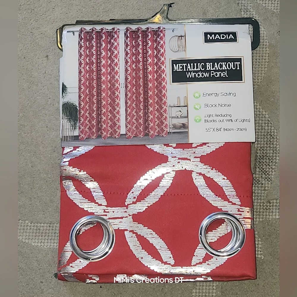 Madia- Matalic Blackout Window Panel Red & Silver 55